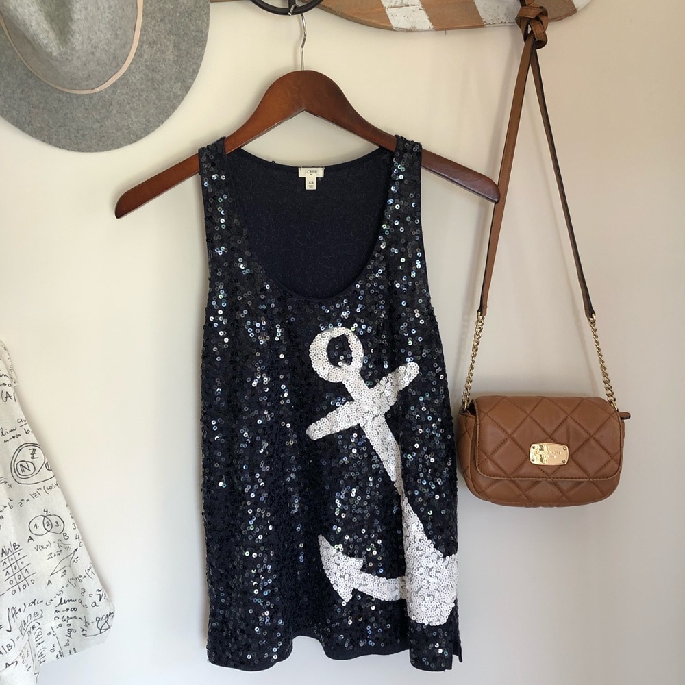 J. Crew Sequin Anchor Tank